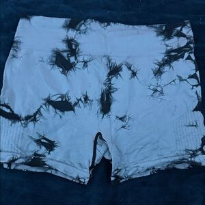 Women's Black and White Tie-Dye Shorts